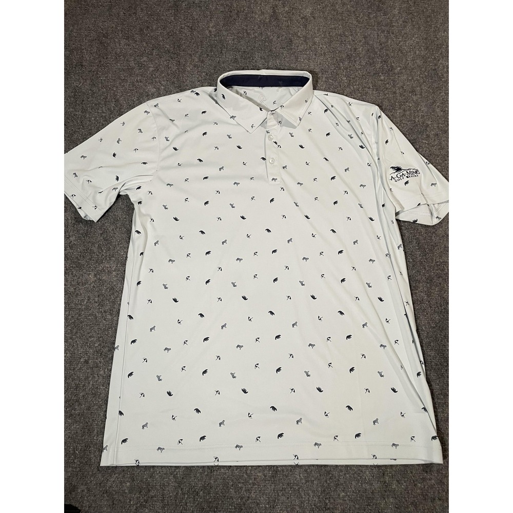 Swannies Agaming Golf Resort Polo Shirt Mens Large Pattern Performance Golf - Picture 1 of 8